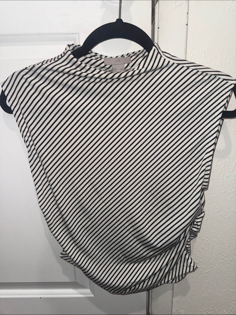 H&M Black and White Diagonal Stripe Mock Neck Tank
